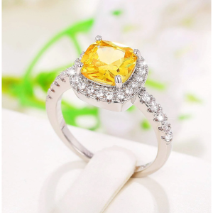 Square Halo Cushion Zircon Stone Finger Ring
