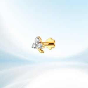 Zircon Three Stone Leaf Nose Pin