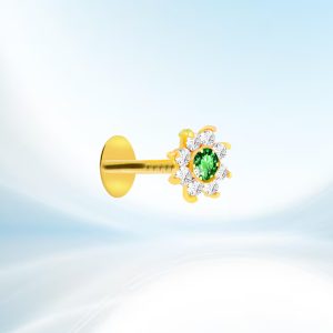 Zircon New Nine Stone Nose Pin Green