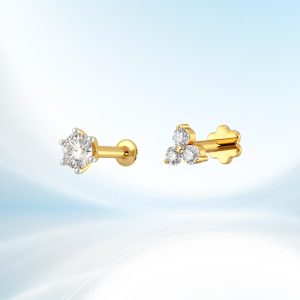Zircon Stone One Stone & Three  Nose Pin
