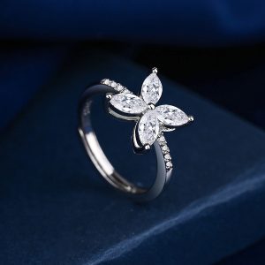 Zircon 925 Sterling Silver Plated Butterfly Ring