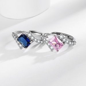 Zircon Stone  Classic Blue & Pink Simple Ring ( Combo )