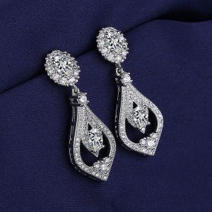 Personality Style Water Drop Zircon Diamond Cut Earrings